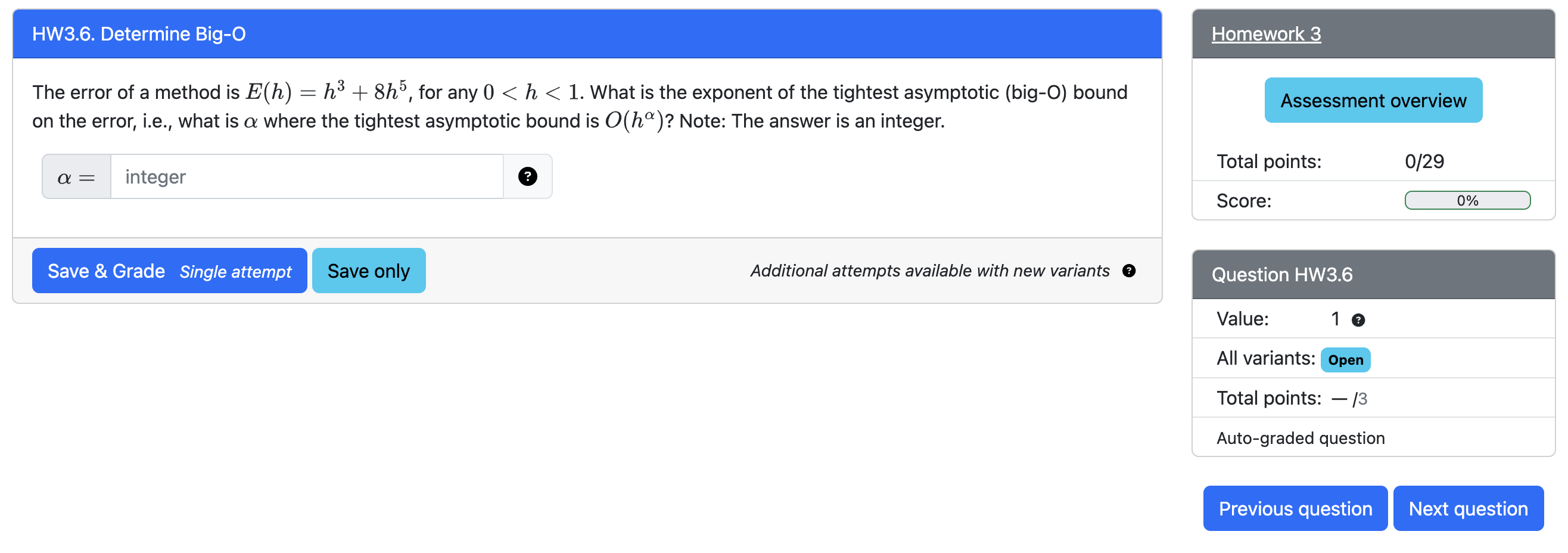 An example homework question